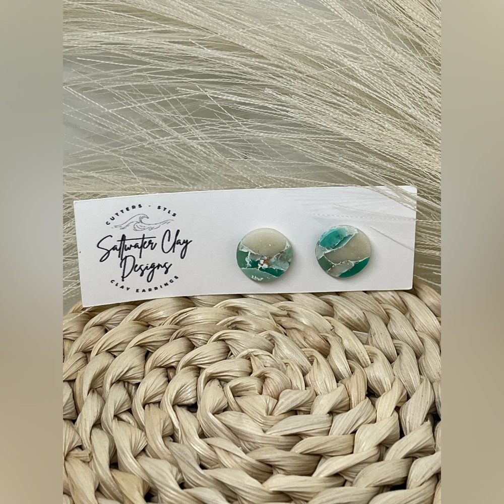 Handmade Sea Glass-Inspired Stud Earrings - 12 mm | Matte Finish | New with Tags